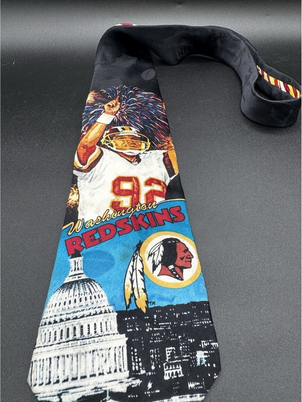 Vintage Washington Redskins NFL Silk Tie RFK Super Bowl 58” x 4” 90s